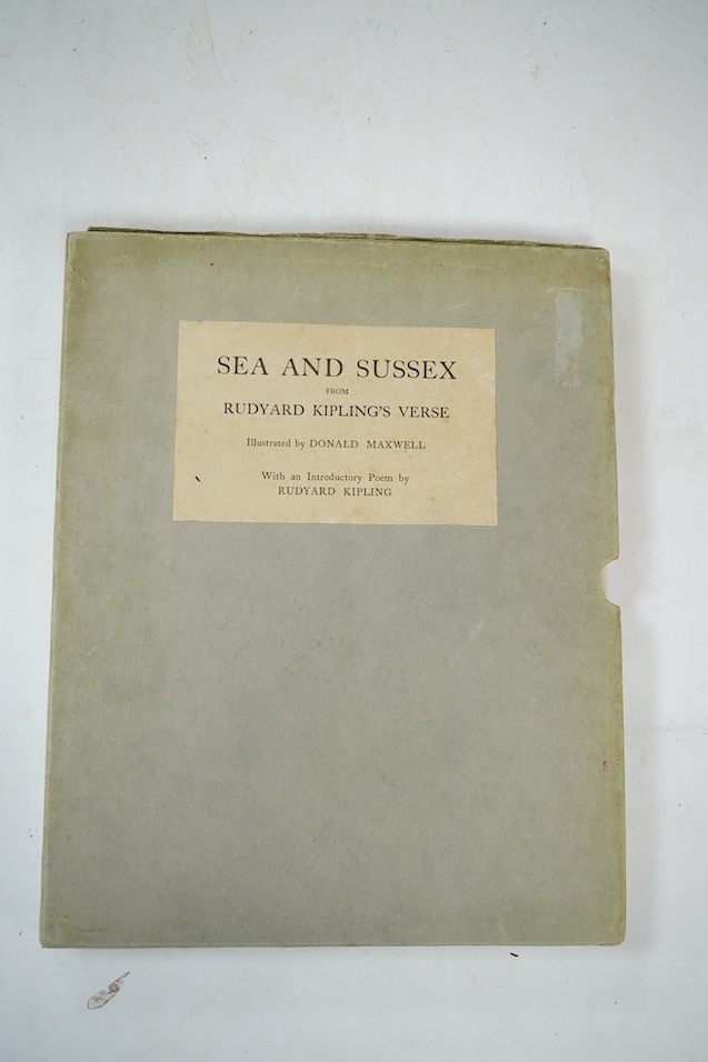 Kipling, Rudyard - Sea and Sussex from Rudyard Kipling's Verse. With an introductory poem ... Limited Edition 9 (of 500 large paper copies, signed by the author). 24 coloured and mounted plates (by Donald Maxwell); origi